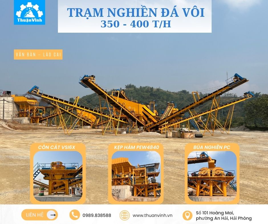 Cơ Khí Thuận Vinh bàn giao Trạm nghiền đá xây dựng 350 - 400 T/h cho Chủ Mỏ tại Văn Bàn, tỉnh Lào Cai